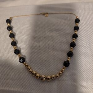 Vintage Park Lane Black/Gold bead Necklace 17 in